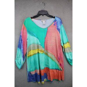 A' La Carte Artsy Long Sleeve Tunic-Size XL-BOHO